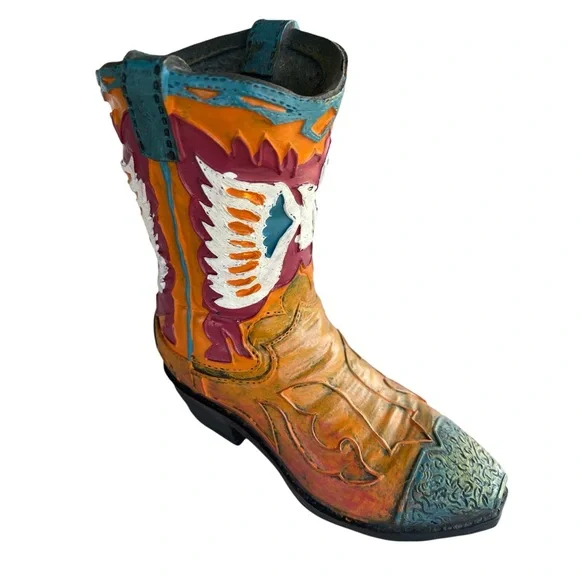 Colorful Mini Western Cowboy Boot Decor Orange, Red, Teal Turquoise, White - Picture 6 of 10
